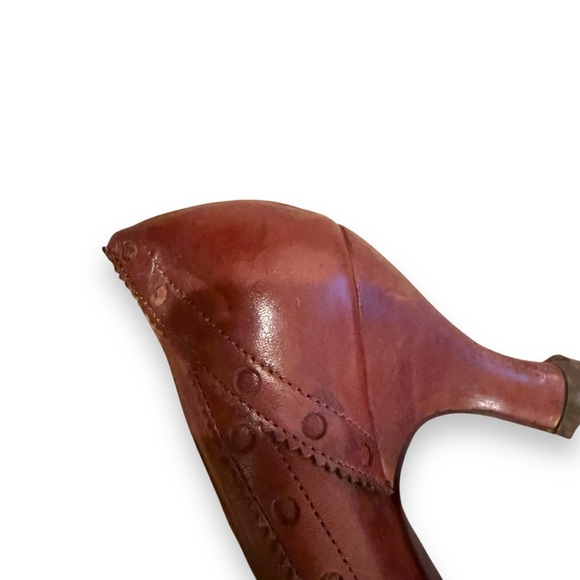 Biviel Brown‎ Leather Mary Jane Slip On Kitten Heels Sz 8 - Picture 8 of 16